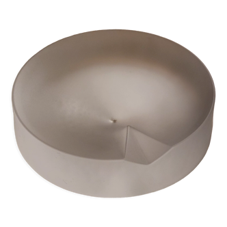 Empty ashtray pocket modernist design in satin molded pressed glass