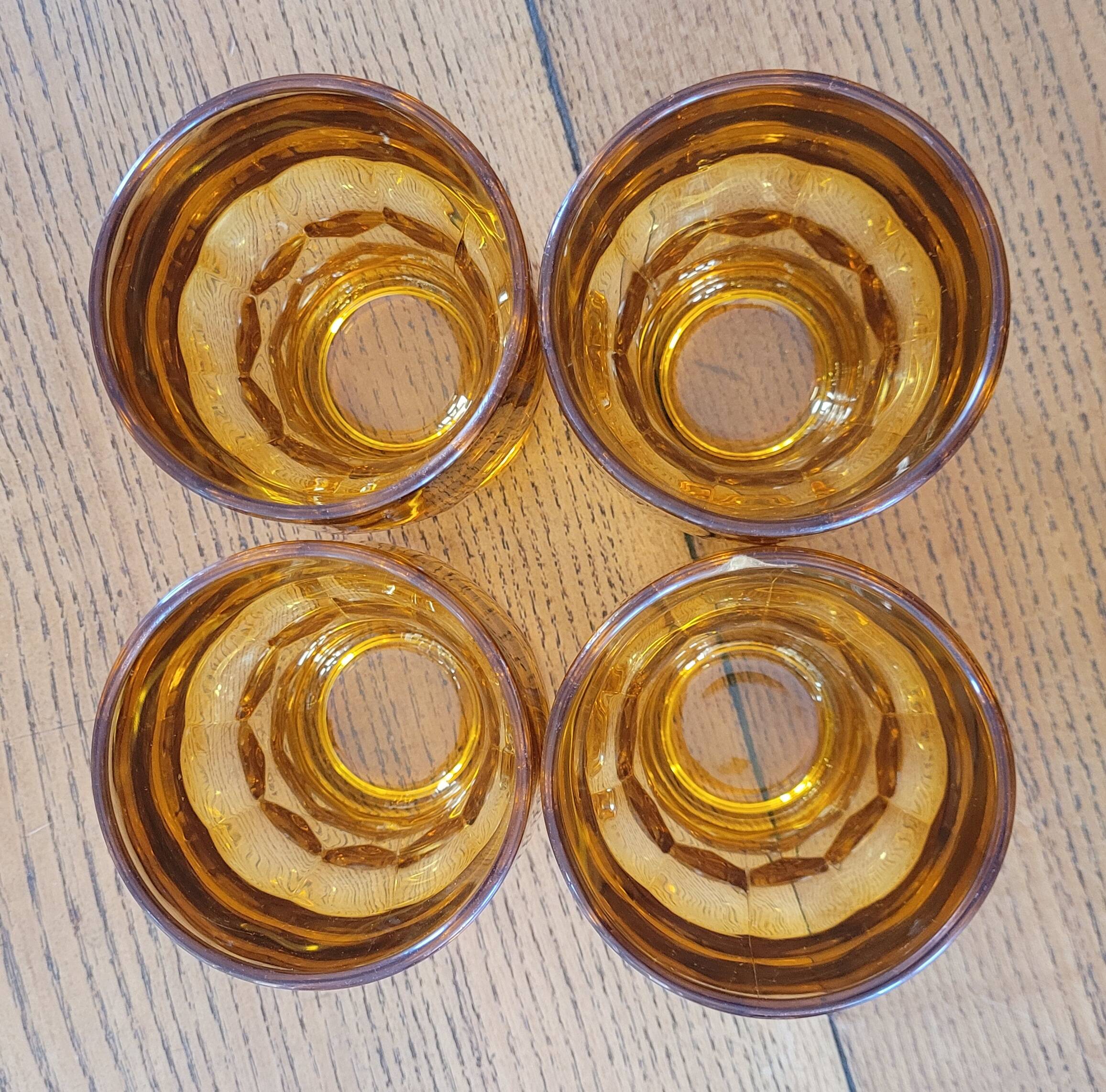 Lot de 4 verres ambrés vintage, Italy