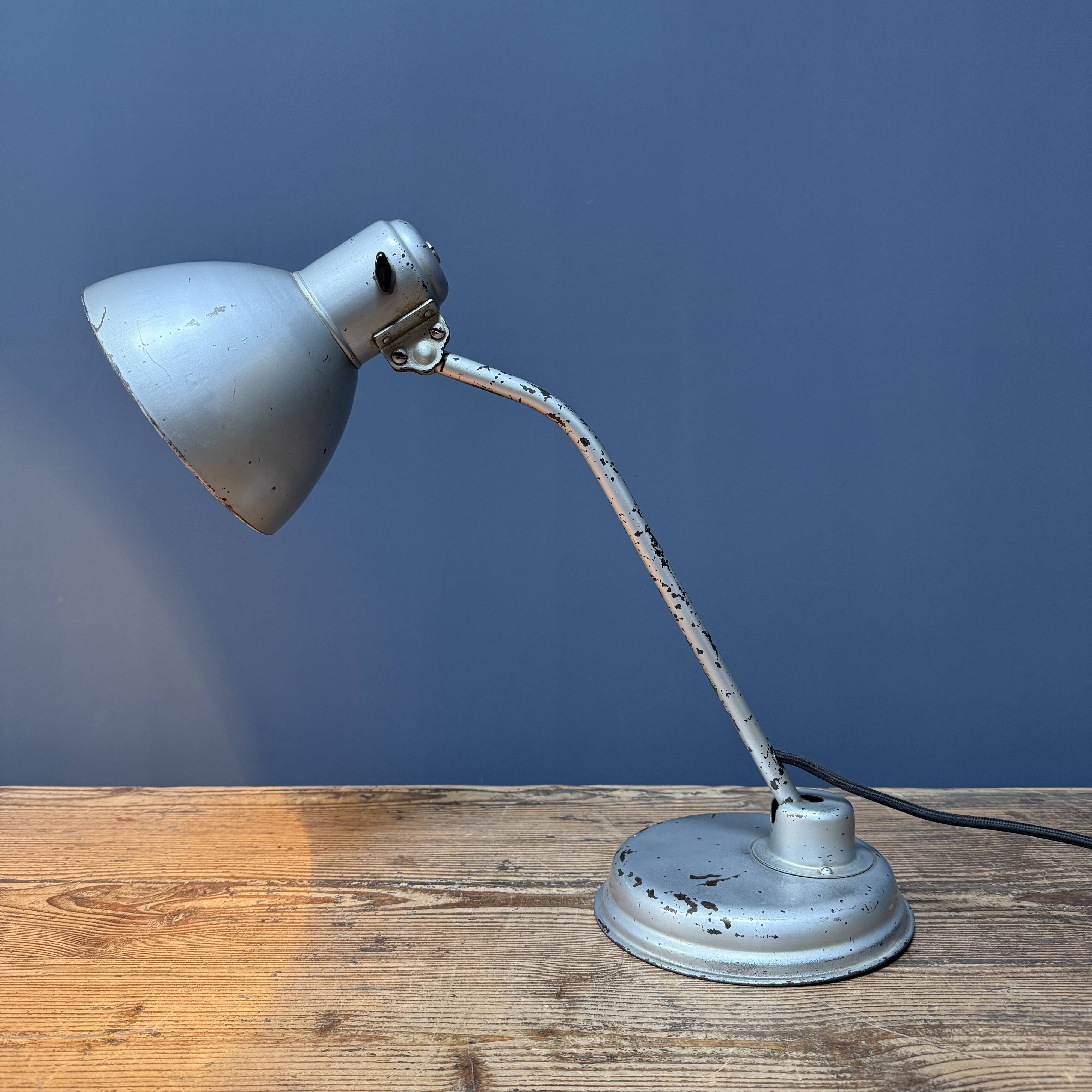 Silver-grey Bauhaus desk lamp