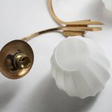 Pair of 1960 opaline and brass wall lights from Italy