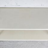 Coffee table in lacquered steel "cream", double trays, France, circa 1970