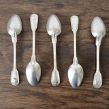 Set of 5 white metal spoons from the 20s