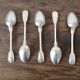 Set of 5 white metal spoons from the 20s