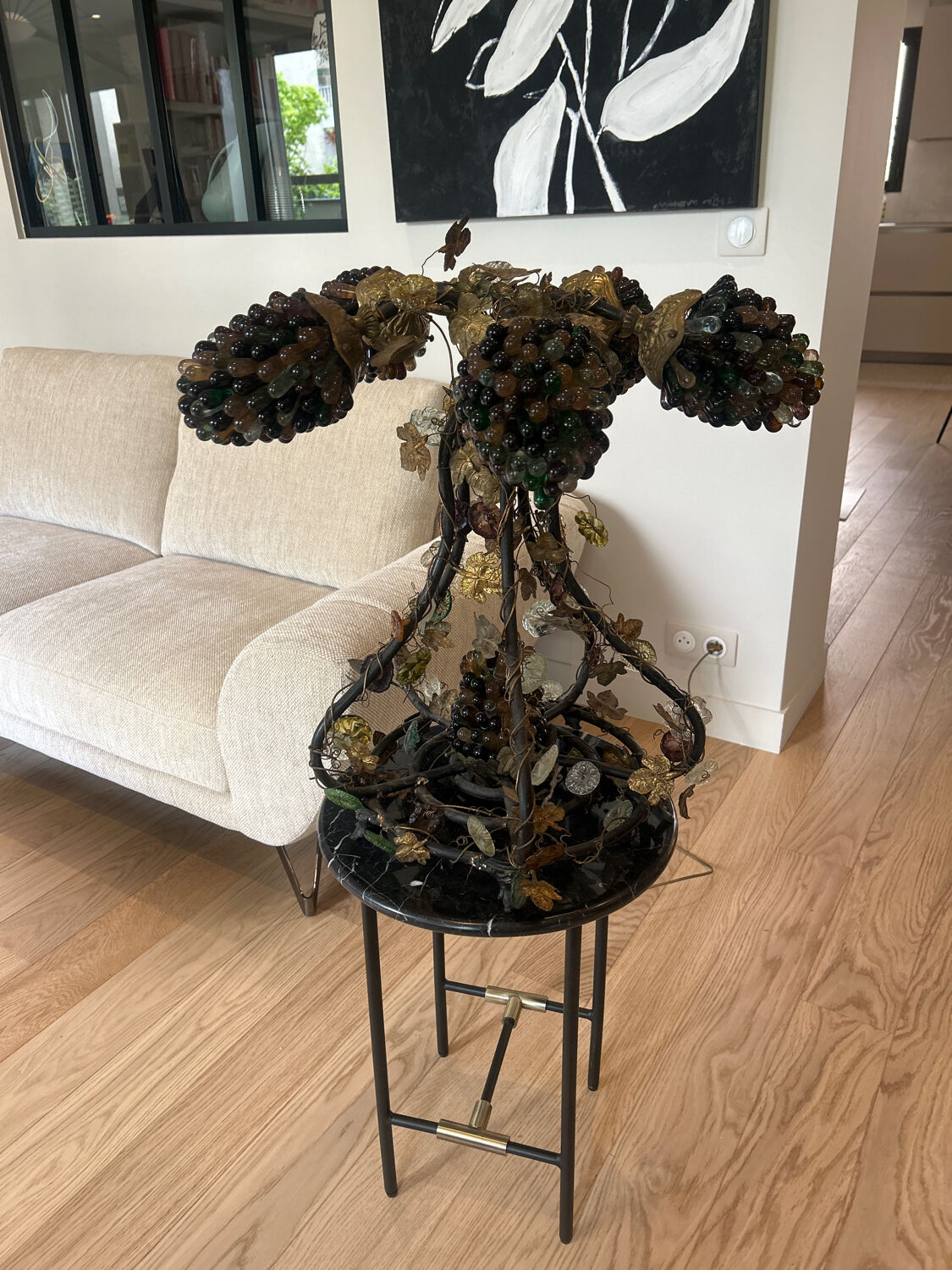 Tief lamp signed – Athena type cluster model – blown glass paste