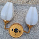 Pair of double wall lamps, tulips, Arlus edition, Paris, circa 50s