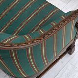 1950s, Danish 2-seater sofa, green furniture wool, oak wood.