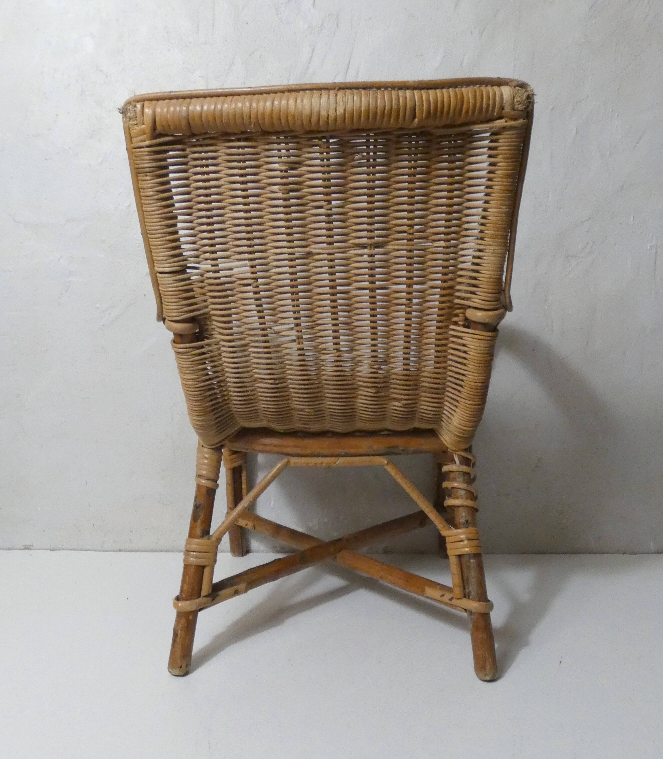old rattan armchair for children