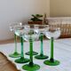 6 mismatched vintage Alsace wine glasses – Green stems
