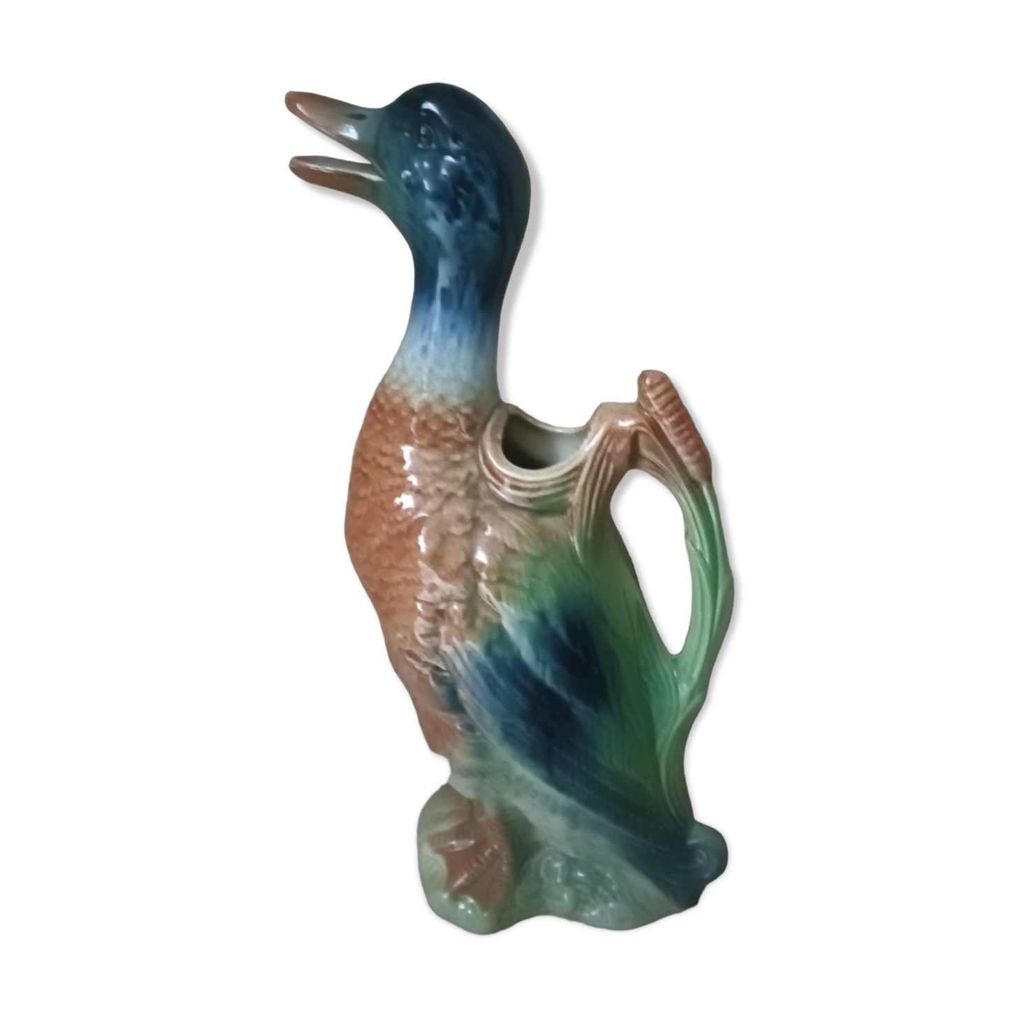 Duck slip signed Saint Clement, earthenware pitcher France