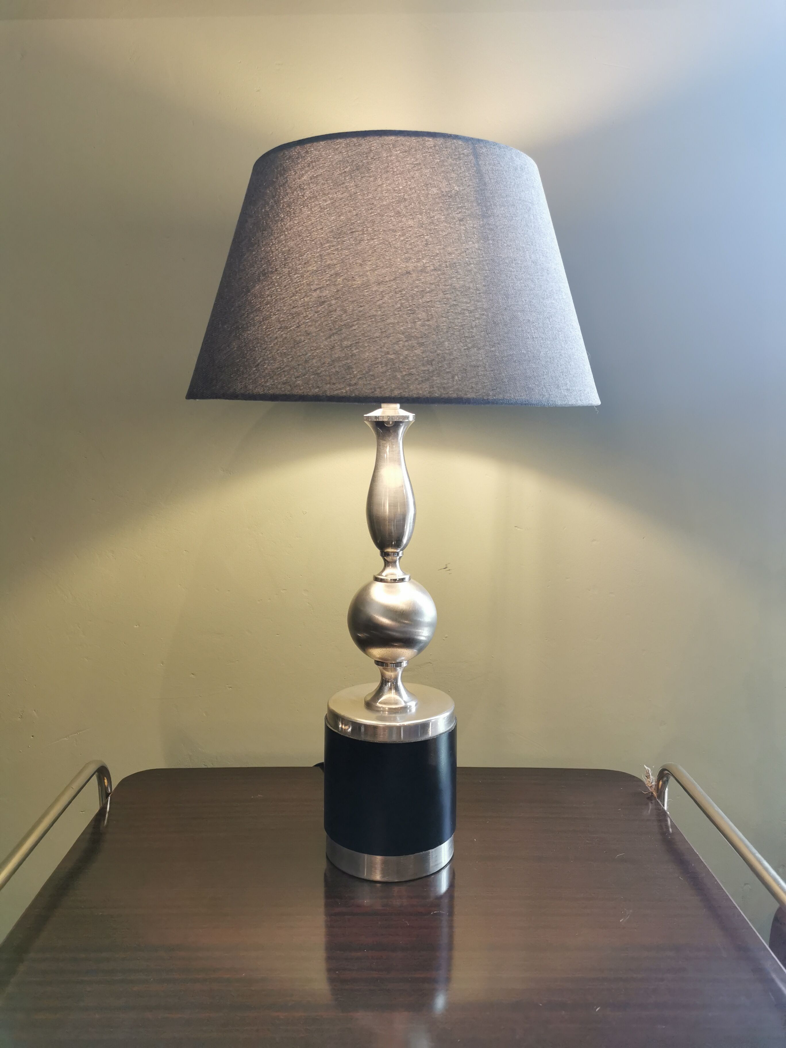 Vintage lamp 70 steel and leather