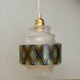 Vintage stained glass globe pendant light