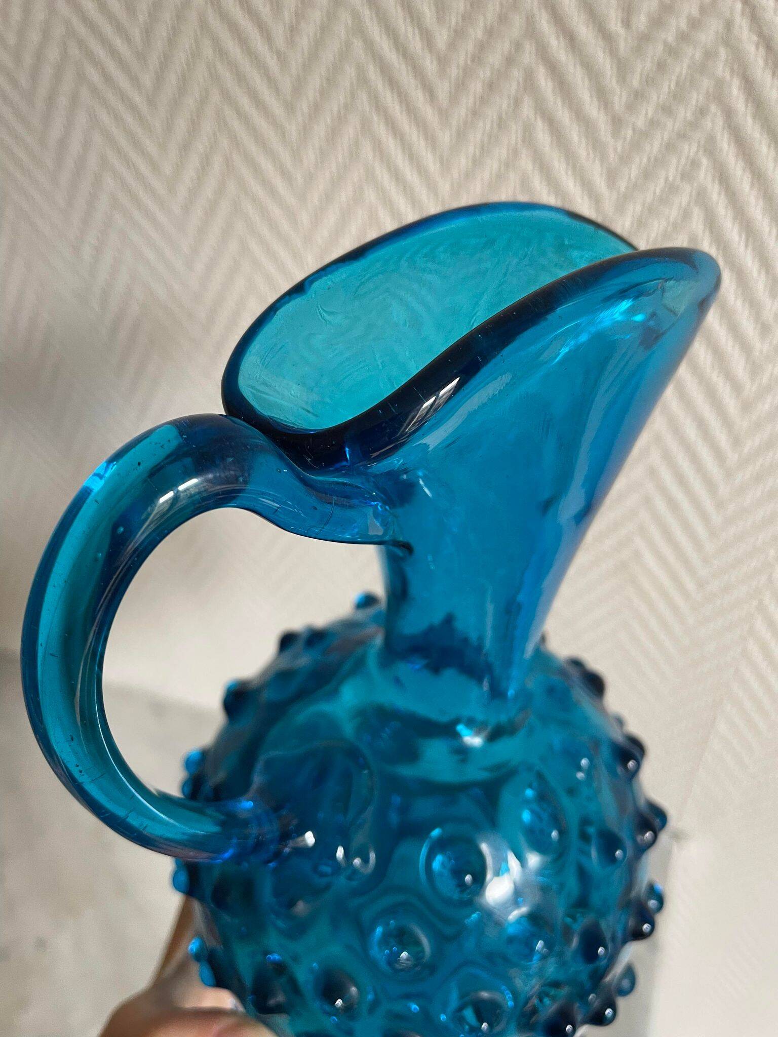 Empoli style studded blue vase