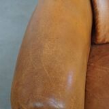Vintage Wingback Chair Made from Sheepskin Leather