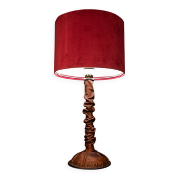 Vintage table lamp in Italian leather, 1950s.