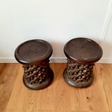 Set of 2 African Bamilike Cameroon stools, year 1950