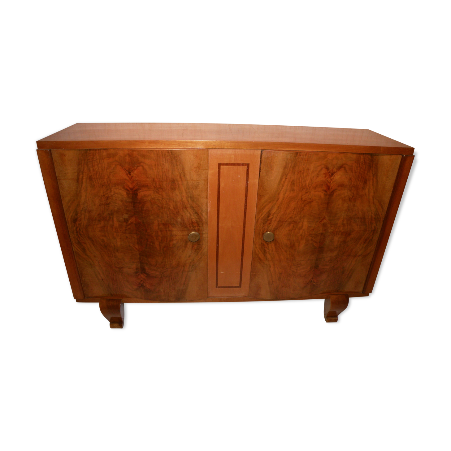Sideboard walnut bramble storage cabinet, two doors, style 1930