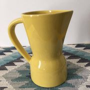Pitcher or vase in yellow porcelain stamped Saint Clément France, numbered 7821