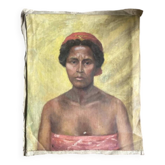 Peinture à l’huile sur toile : portrait D’une Femme Africaine