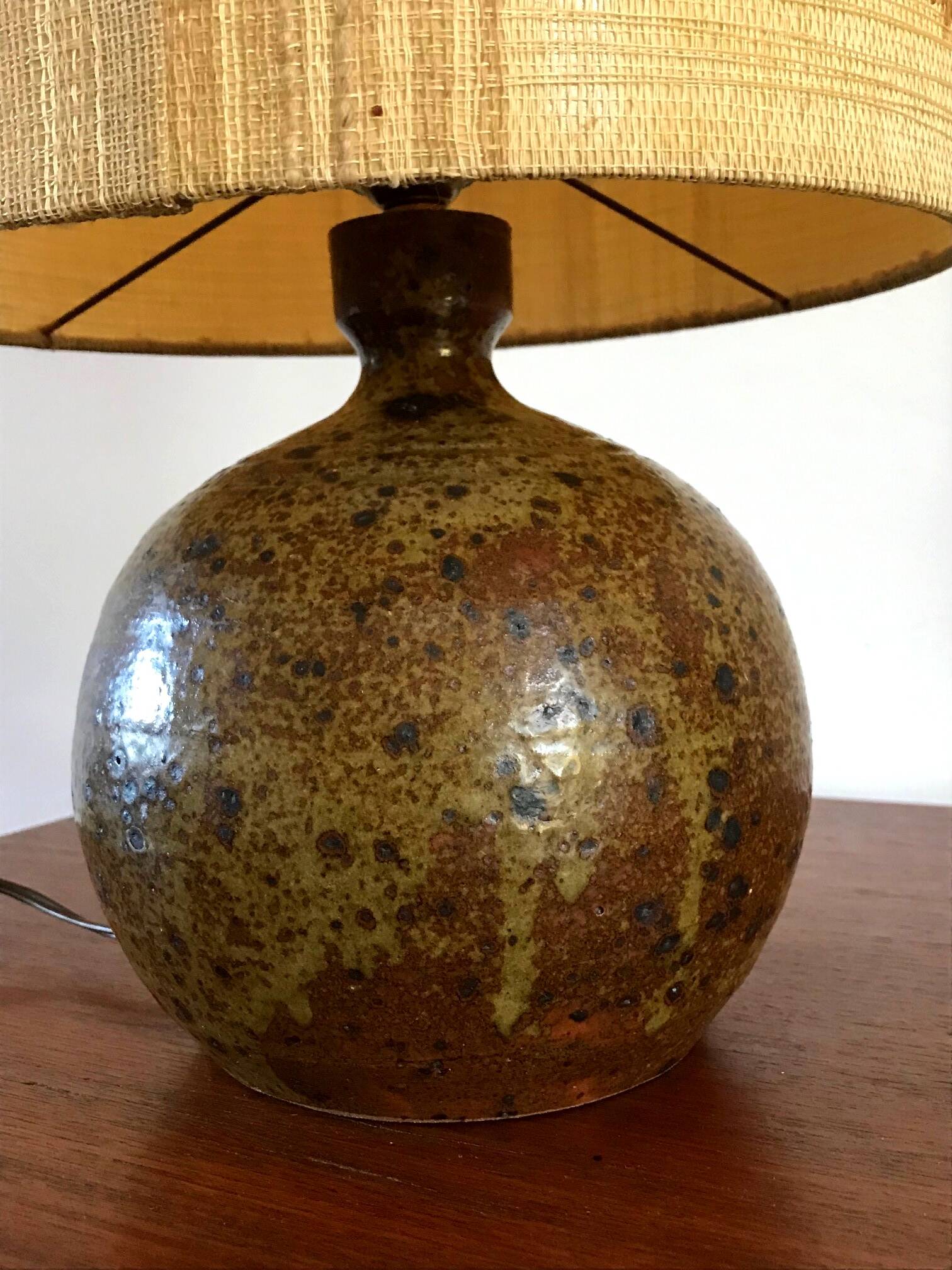 Vintage pyrite stoneware lamp from the 70s