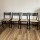 Ensemble de 4 chaises noires italiennes 1970s