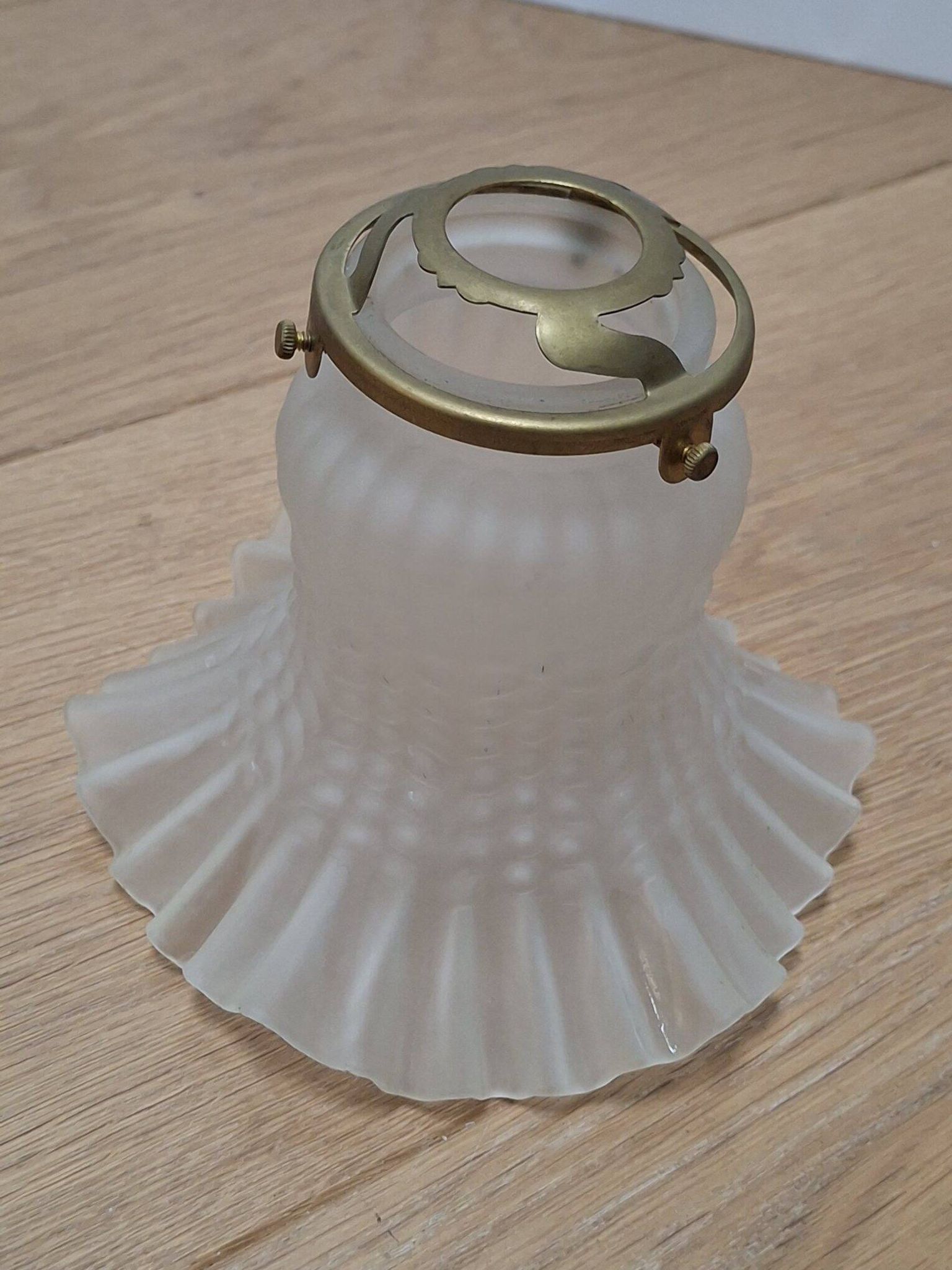 Tulip lampshade in frosted glass and brass claw - 50s