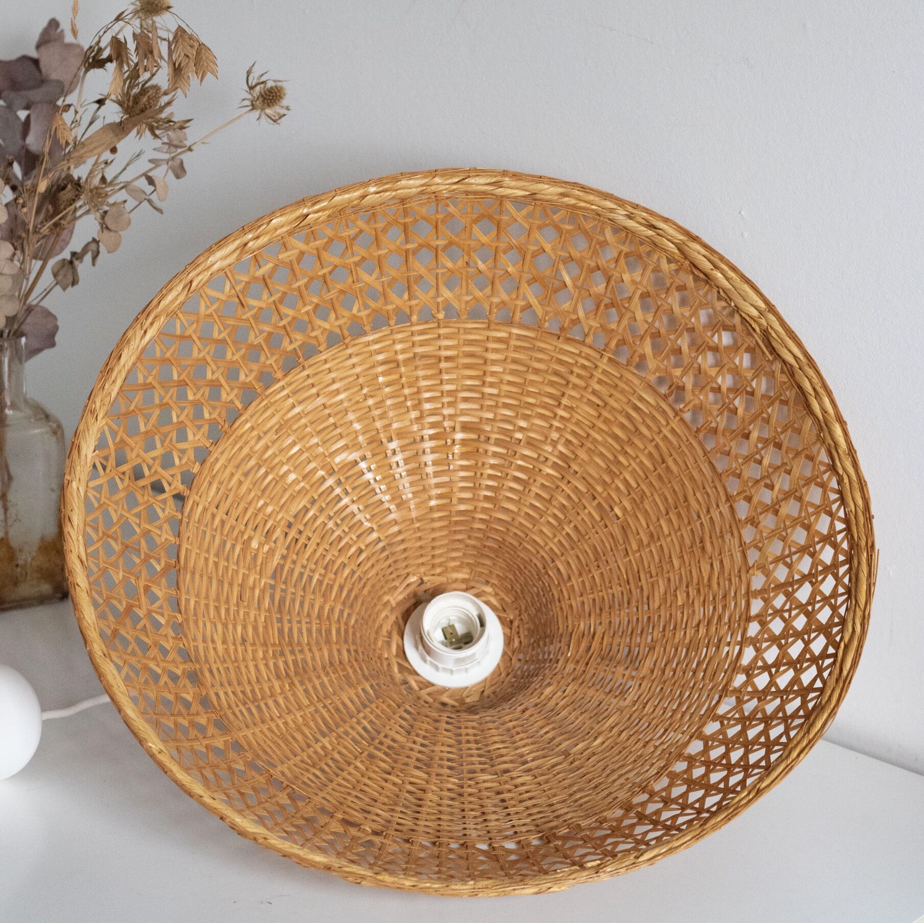 Vintage rattan wicker pendant lamp