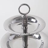 Two-tier steel cake stand, Italian design, 1980s, made in Italy