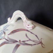 Antique porcelain tureen "Vieux Paris", 19th century, with shaped handles