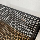 1950s black perforated metal planter in the style of Mathieu MATEGOT