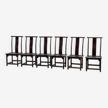 Set of six elegant oak dining chairs