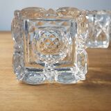4 bougeoirs en verre ciselé