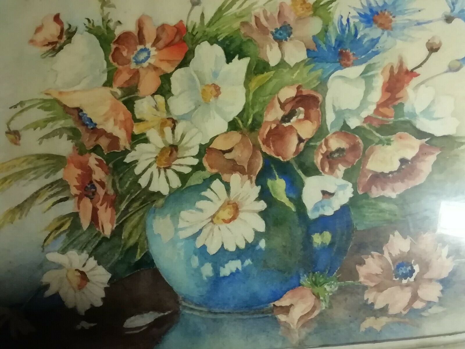 Painting painting still life flowers signed Peyrinaud wood frame