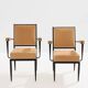 André Arbus attributed neoclassical armchairs metal bronze velvet 1940