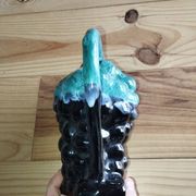 Vintage Vallauris jug in ceramic barbotine with grape decoration – 1950s