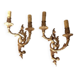 Paire d'appliques murales en bronze style louis xv