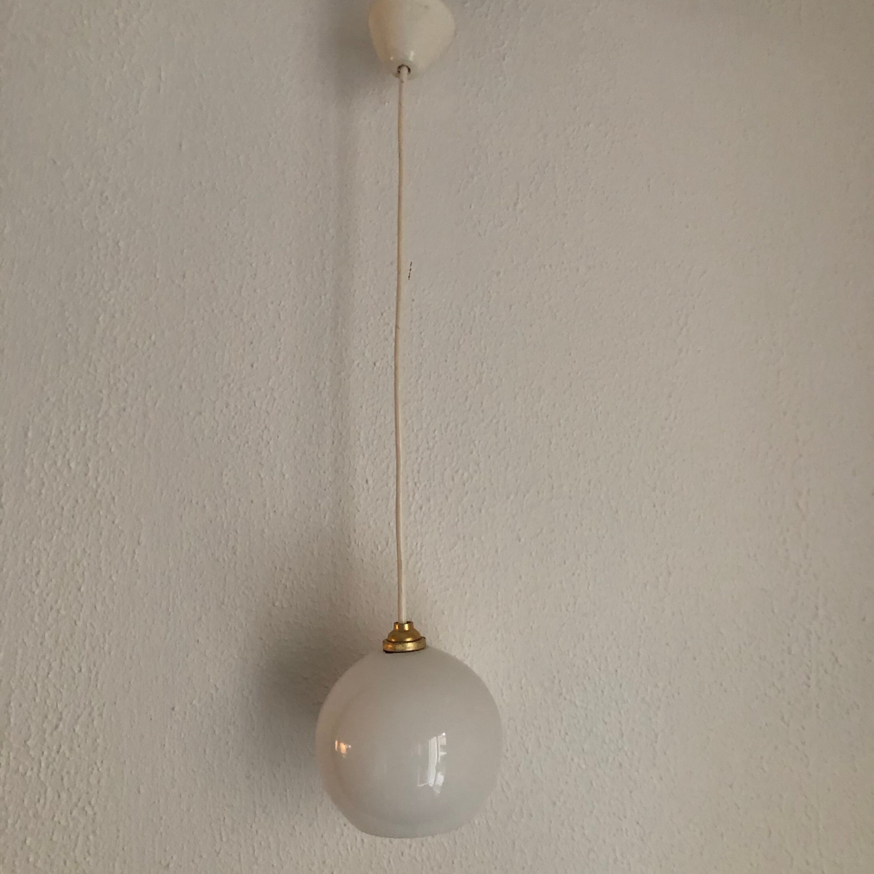 Suspension vintage 1950 opaline blanc - 60 cm