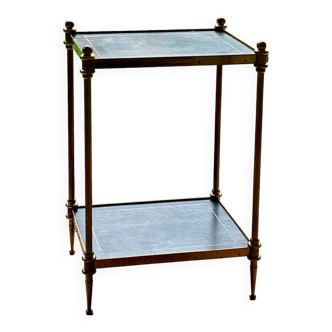 Side table - Leather and brass - Empire style