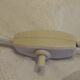 Table lamp, metal base, plastic pleated dayshade and fabrics, design and vintage 1950/60