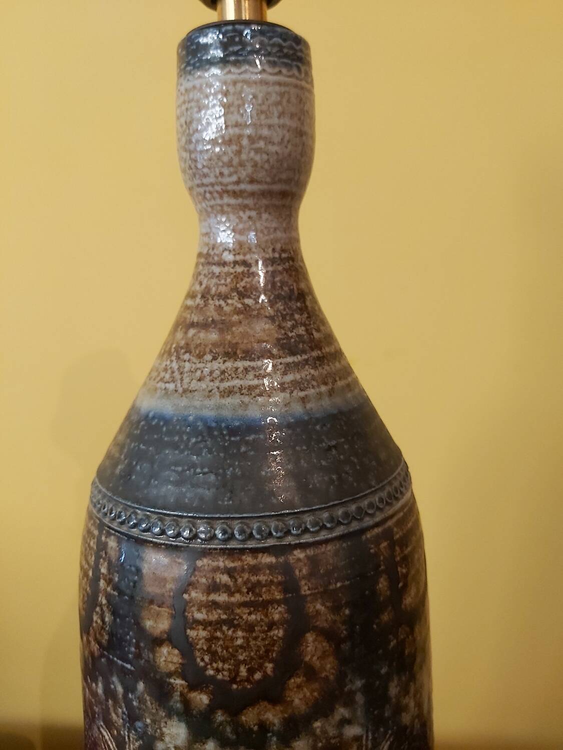 Quimper Courjault ceramic lamp base, 1970