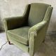 Vintage club armchair in green/khaki velvet fabric