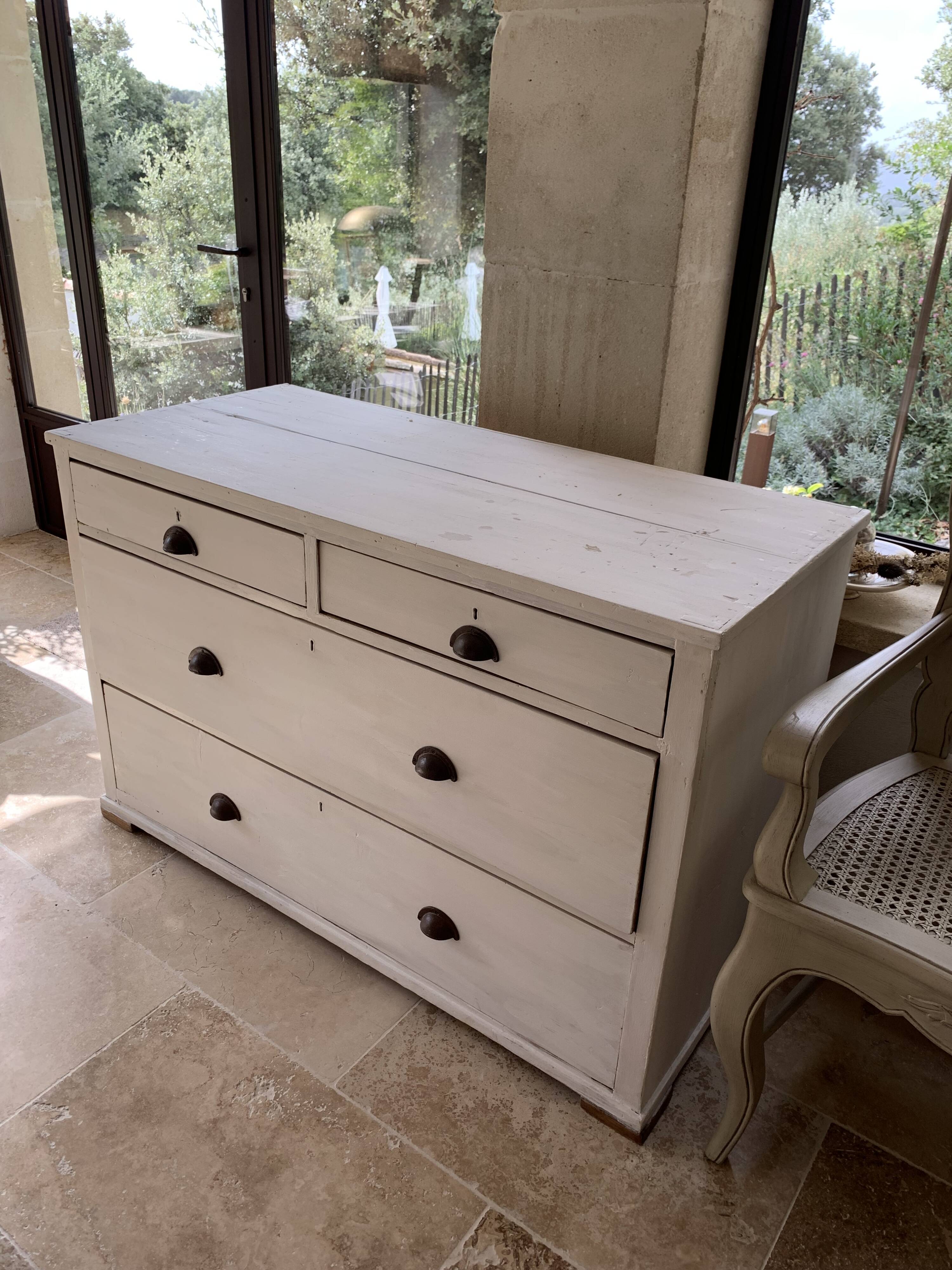 Charming old country sideboard painted in lime white