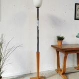 Art deco floor lamp Mazda chrome opaline wood