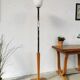 Lampadaire art déco Mazda chrome bois opaline