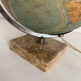 Globe vintage 1960 terrestre verre Perrina marbre mappemonde - 28 cm