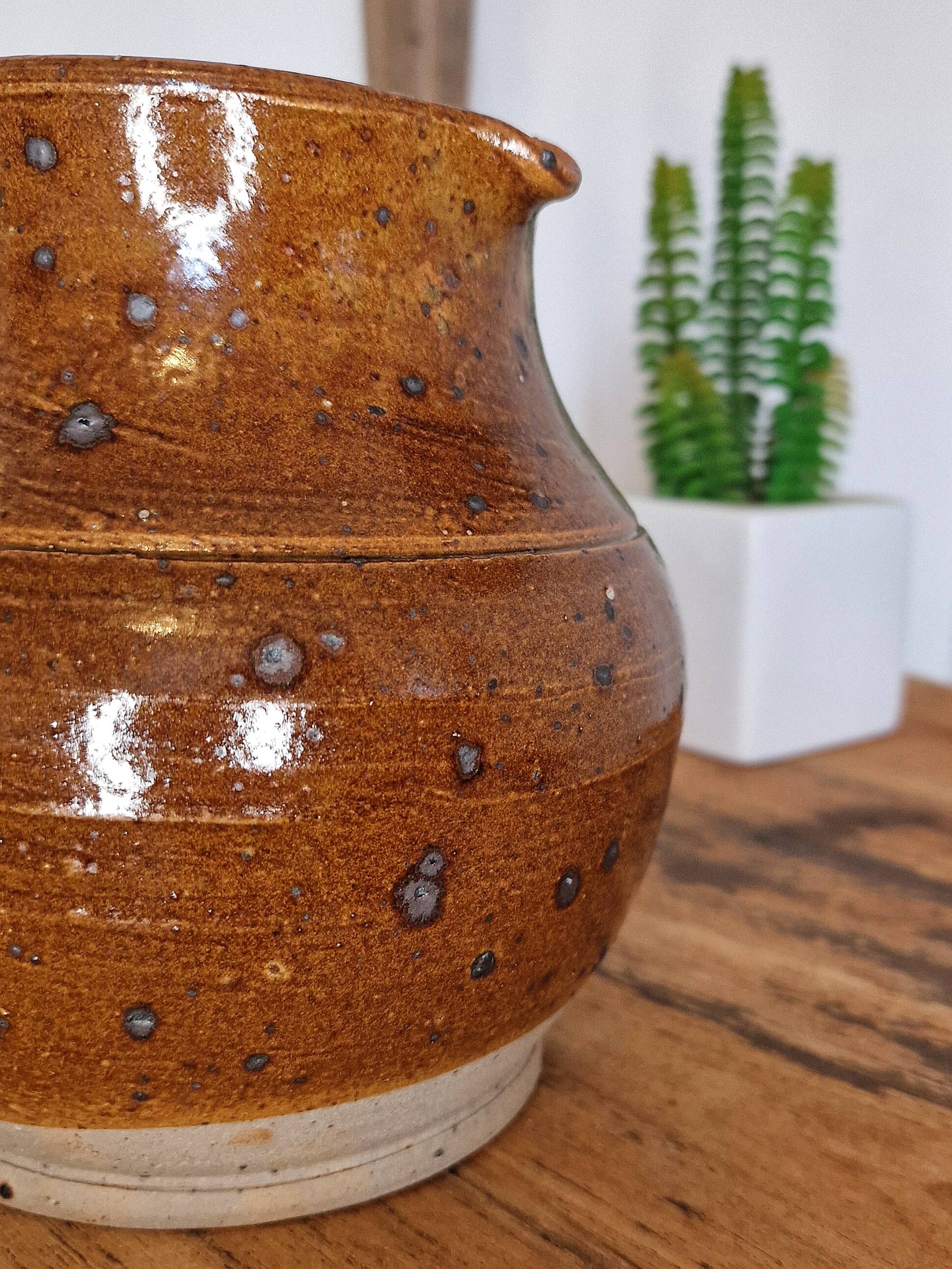 Vintage jug in pyrite stoneware signed JPG – handmade ceramics 70