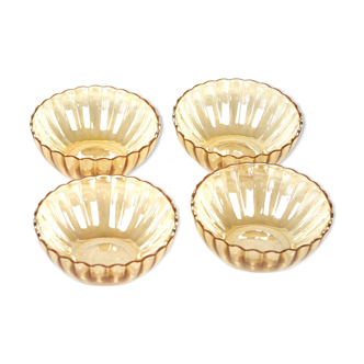 Set of 4 round cups in rosé and pearly glass