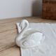 Vintage white porcelain swan cache-pot