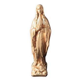 Golden Virgin Mary – Antique patinated plaster statue