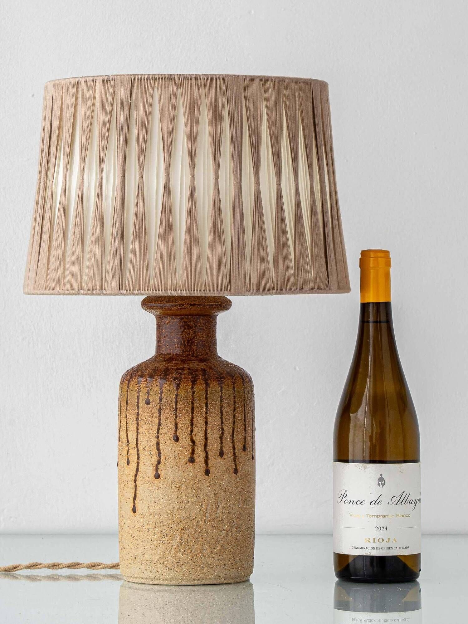 Søholm stoneware table lamp, organic contemporary, Denmark, 1960s, with new shade.