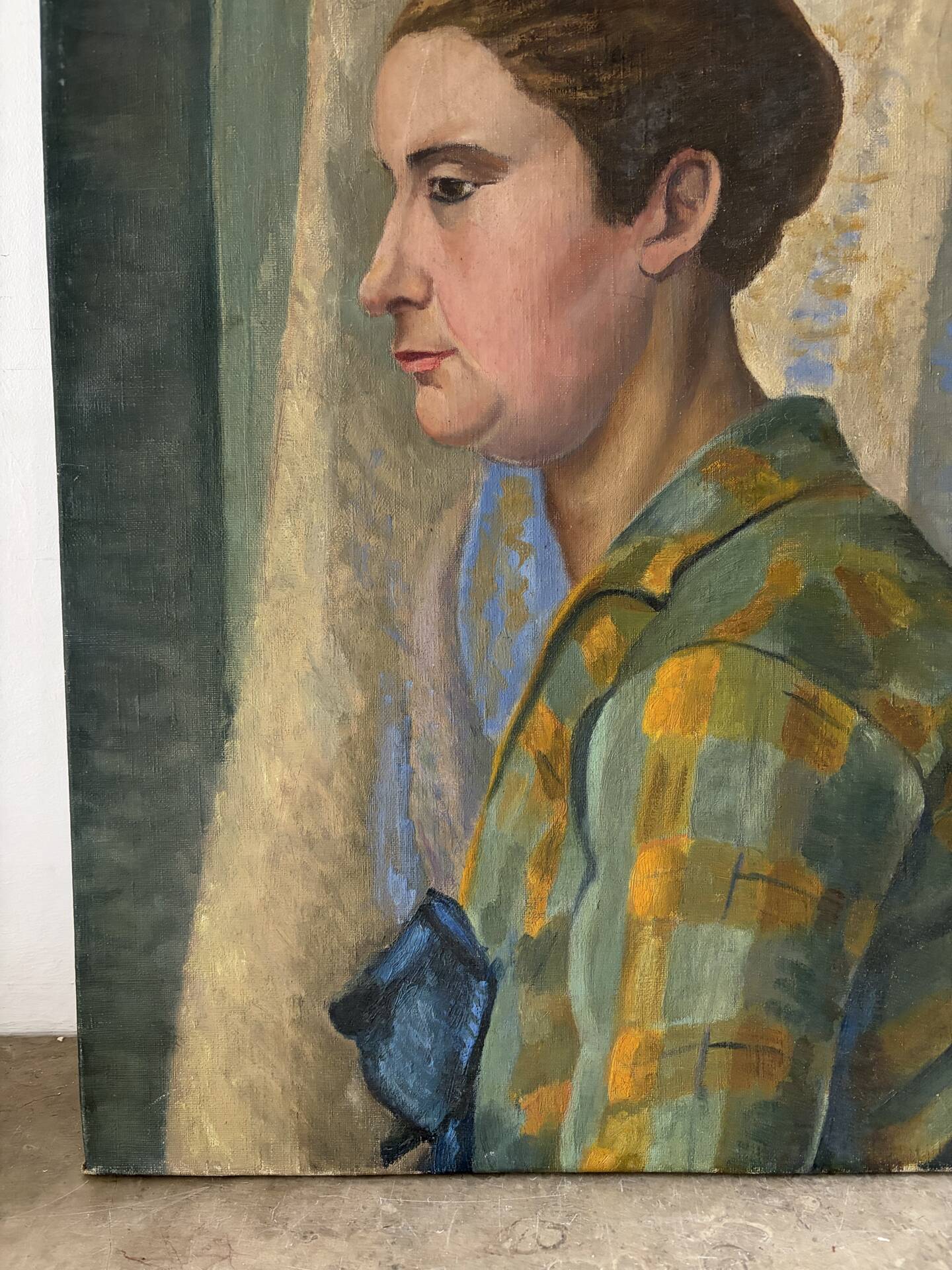 Profile of a woman, oil on canvas signed Henry Portal.